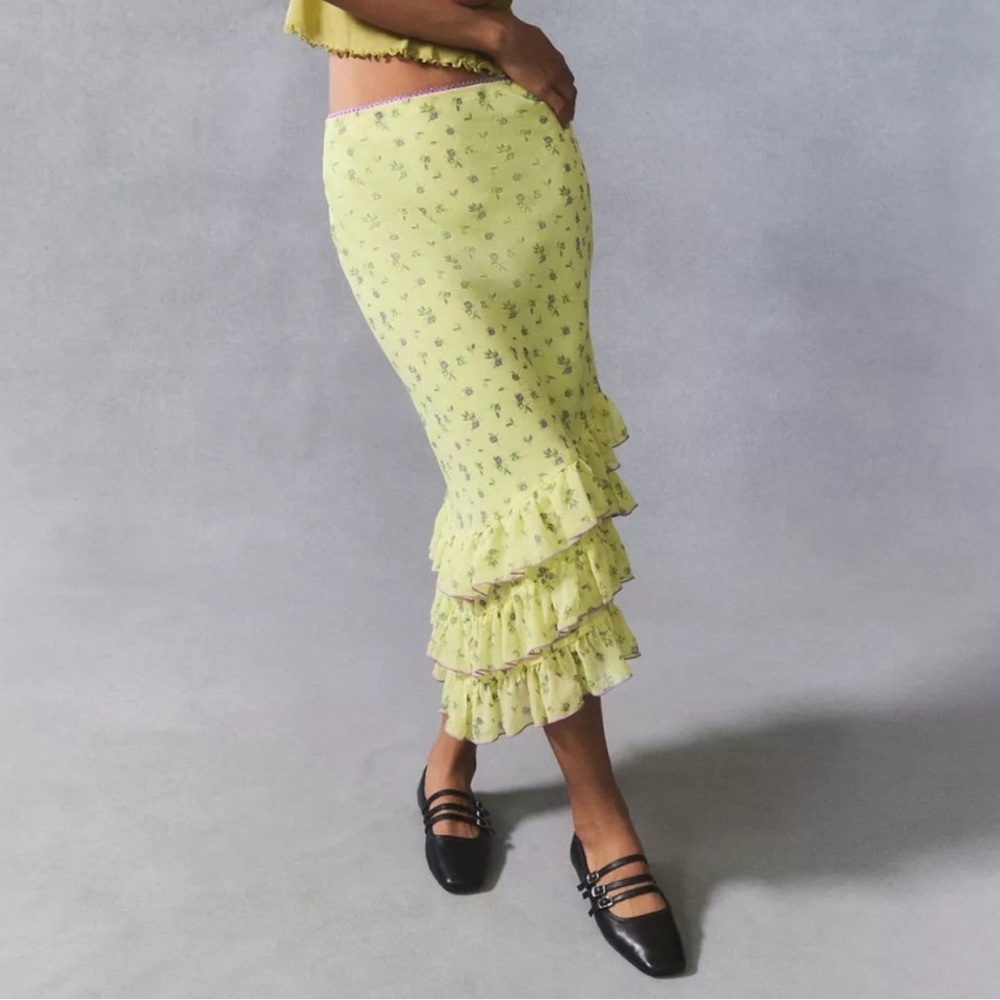 Urban Outfitters Kimchi Blue Ruffle Midi Skirt